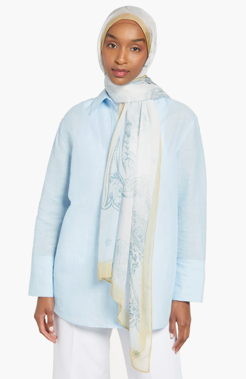 Paisley Ocean | Silk & Cotton Long Scarf