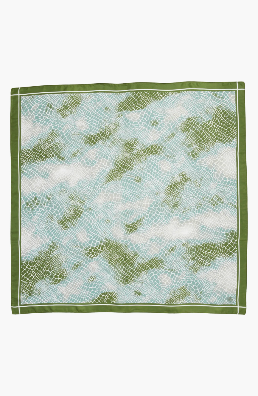 Green Bronze Snake | Silk Square Headscarf